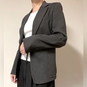 Ann Demeulemeester Charcoal Grey Pinstripe Blazer with Inside Ties, EU 38 US 4/6